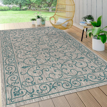 Charleston Vintage Filigree Textured Weave Indoor/outdoor Area Rug